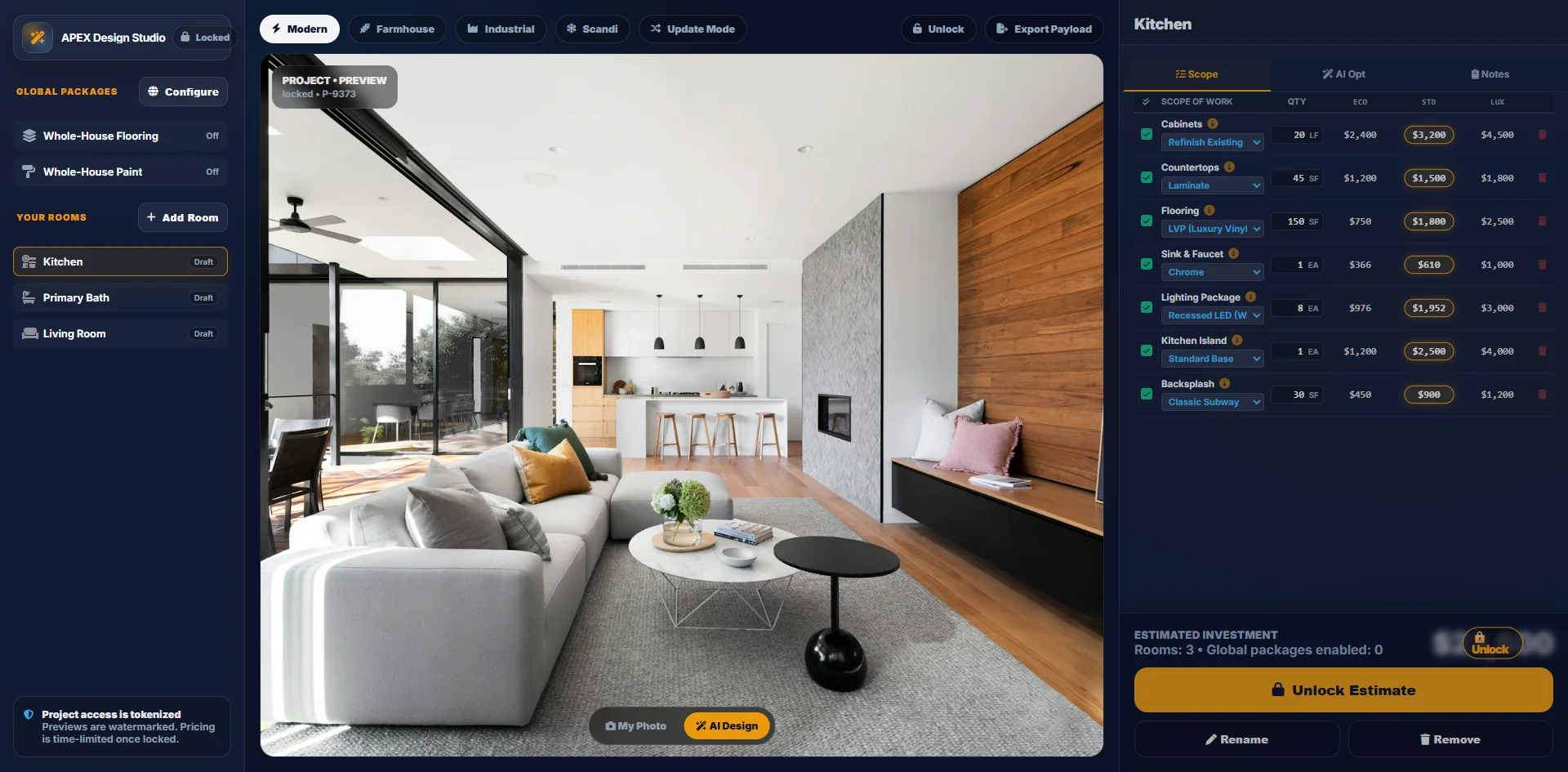 Apex Design Studio Interface