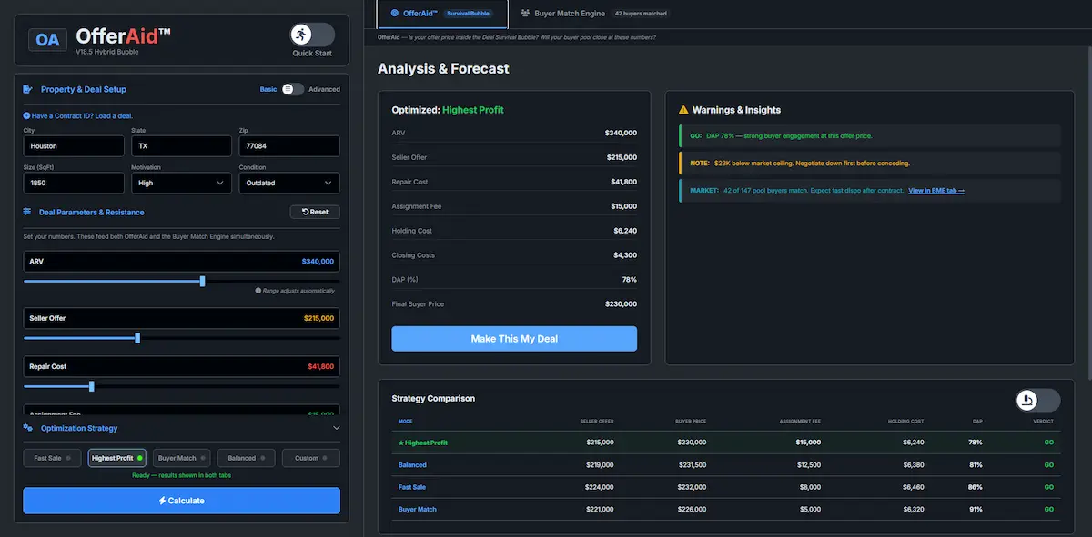 OfferAid — offer built from the numbers