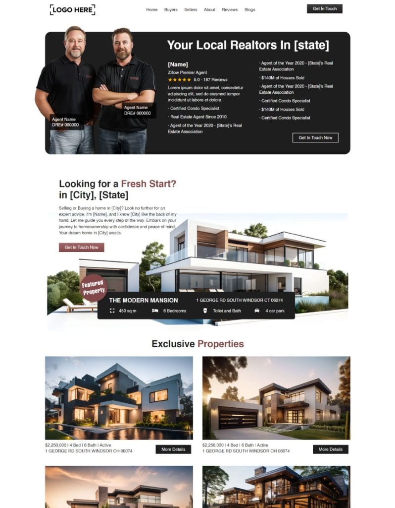 Agent — male-inspired — an Apex site design